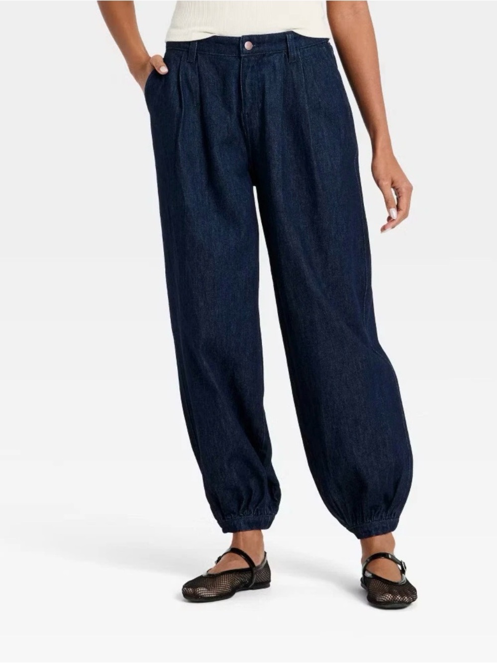 Ballon Style Denim Pants Indigo Dark Wash Size Medium *NEW